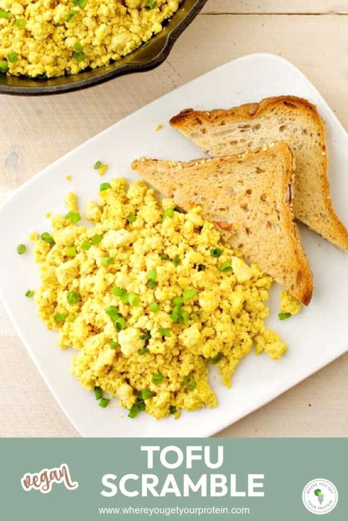 Tofu scramble on a plate with toast.
