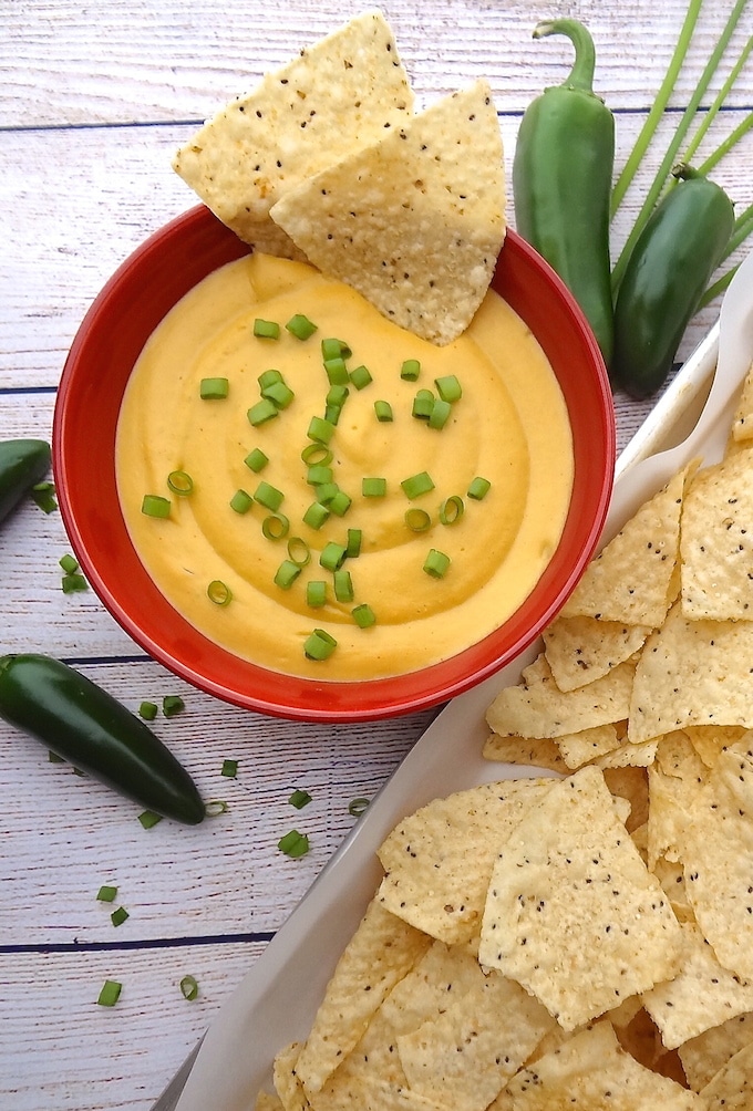 Delicious, creamy vegan jalapeño nacho cheese made with cashews, potatoes, carrots and onions. A healthy option that will have you coming back for more.