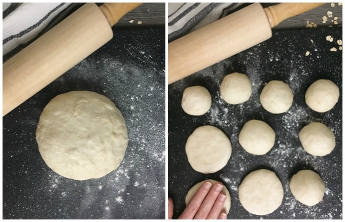 Homemade Flour Tortillas- Process Collage dividing and flattening the dough.