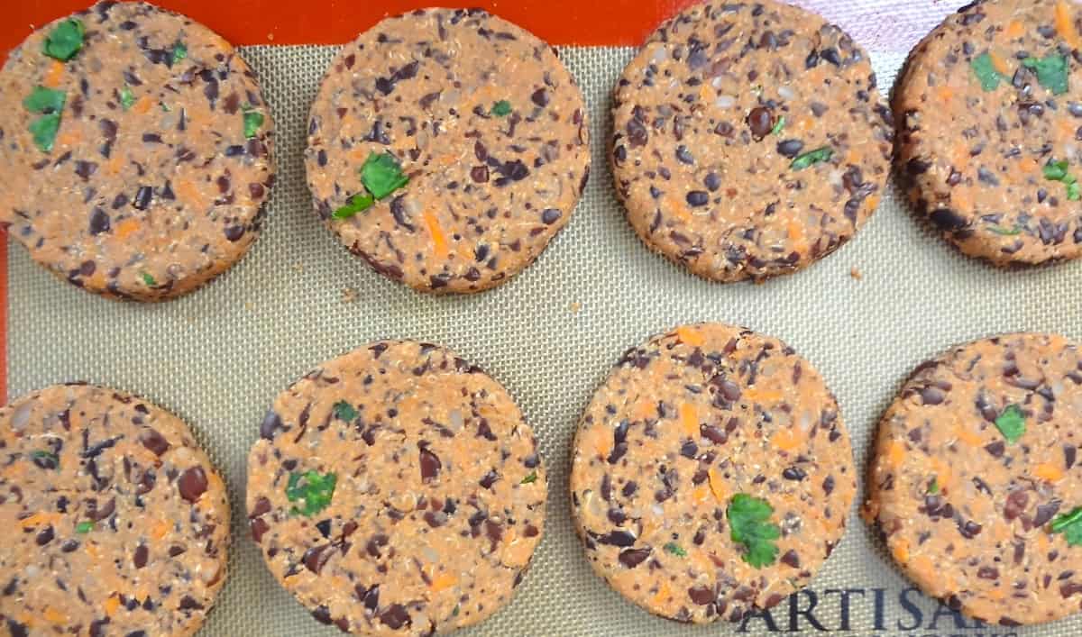 Black bean patties before cooking.