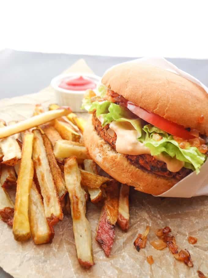 One bite of this Copycat In-N-Out Vegan Burger with Spread will have anyone questioning its authenticity. The mayo-free spread paired with grilled onions even had me fooled. So beat that chemical burger craving with this healthier, cruelty free option.