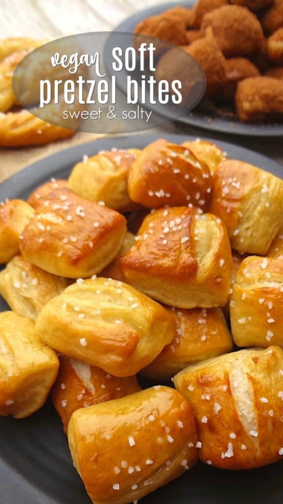 Soft pretzel bites with writing for Pinterest.