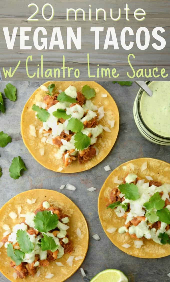 vegan tacos with cilantro lime sauce