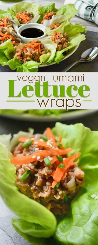 Lettuce wraps filled with a lentil mixture.
