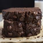 Three slices of chocolate banana bread.