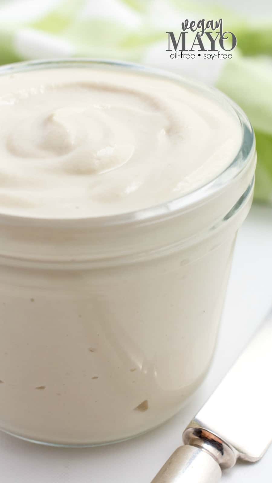 Vegan mayo with writing for Pinterest.
