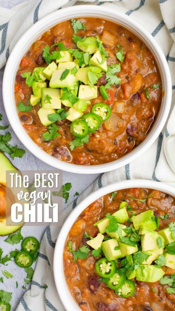 Two bowls of Vegan Chili.