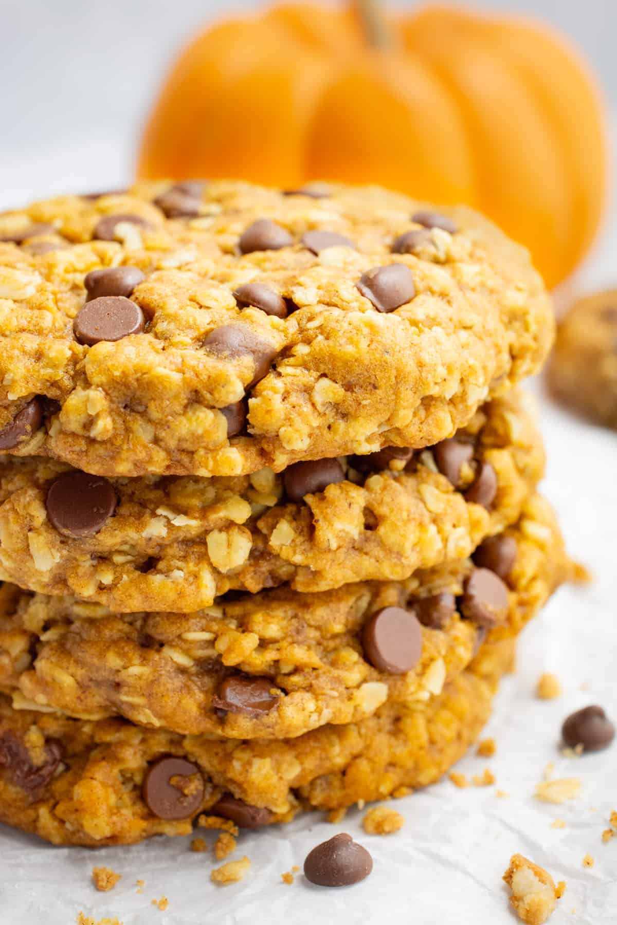 A stack of fall oatmeal cookies.