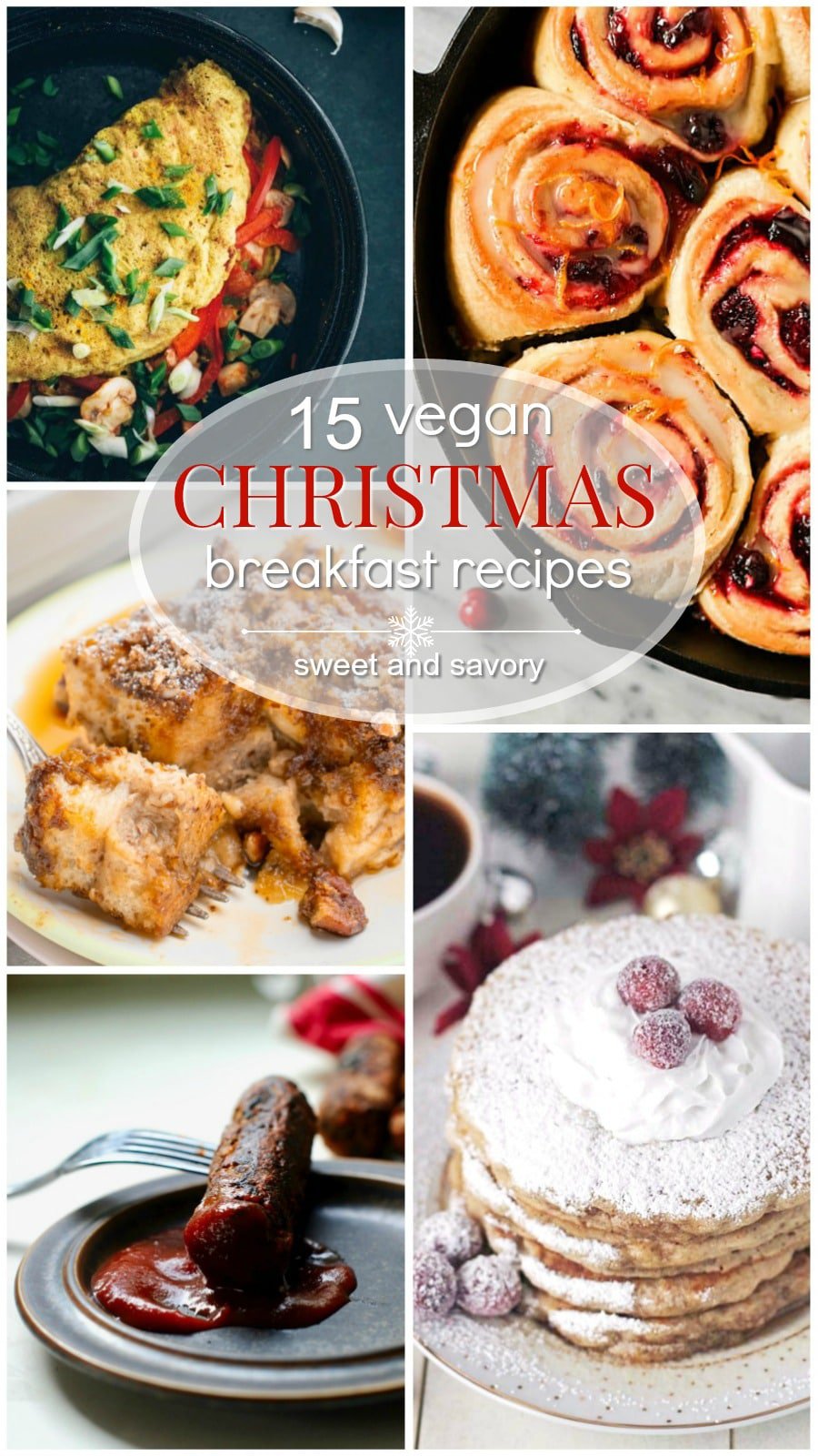 collage of vegan Christmas breakfast recipes.