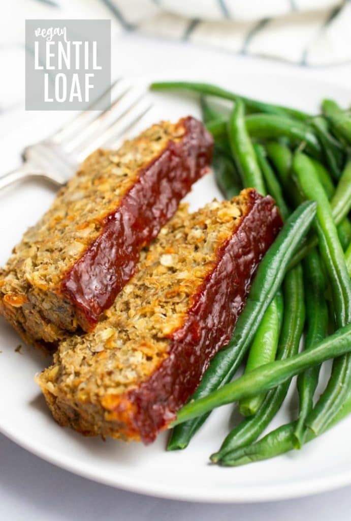 Vegan lentil loaf on a plate.
