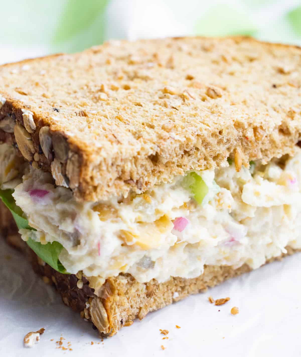 Half of a vegan sandwich.