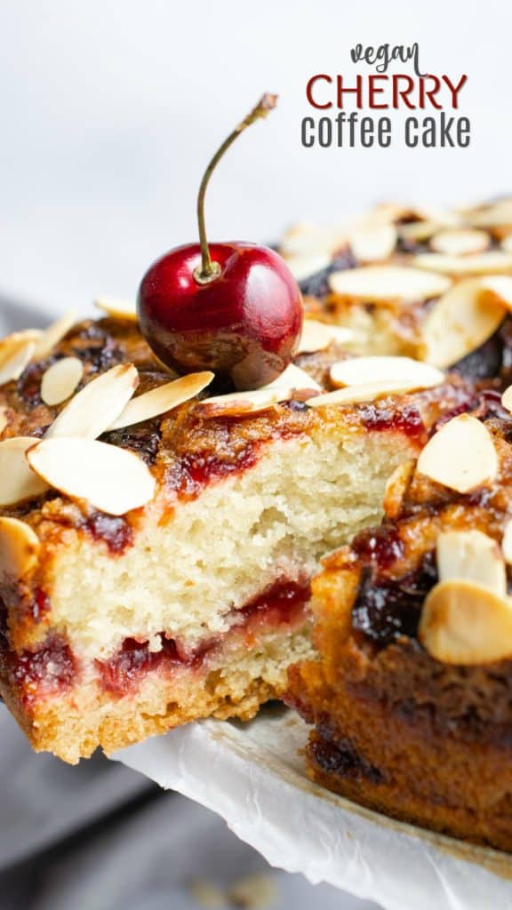 Vegan cherry almond coffee cake