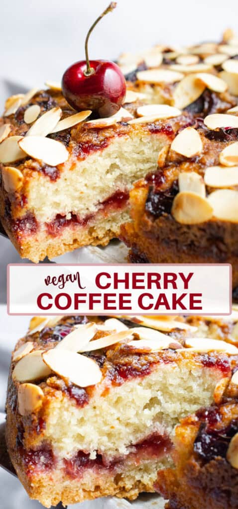 A slice of cherry coffee cake.
