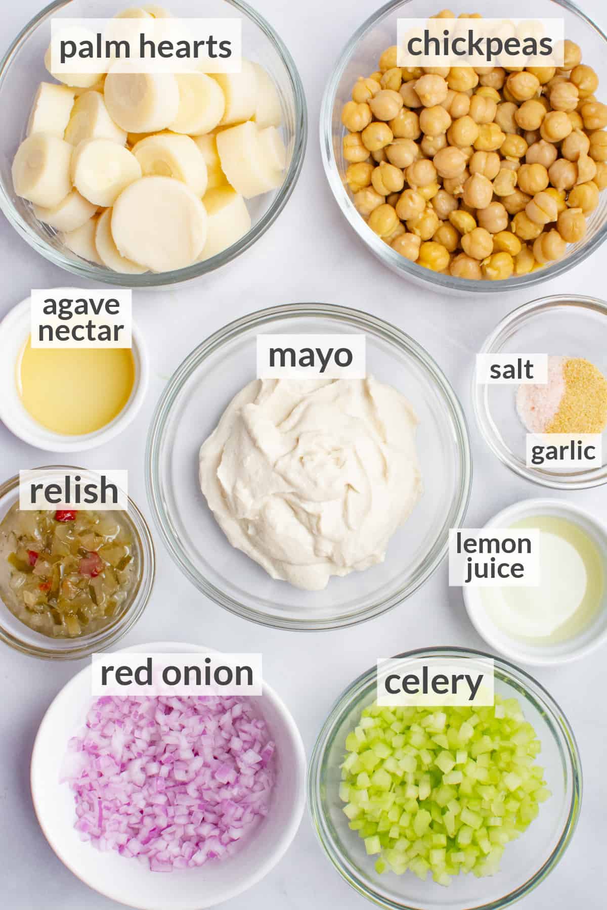 Ingredients for vegan tuna salad.