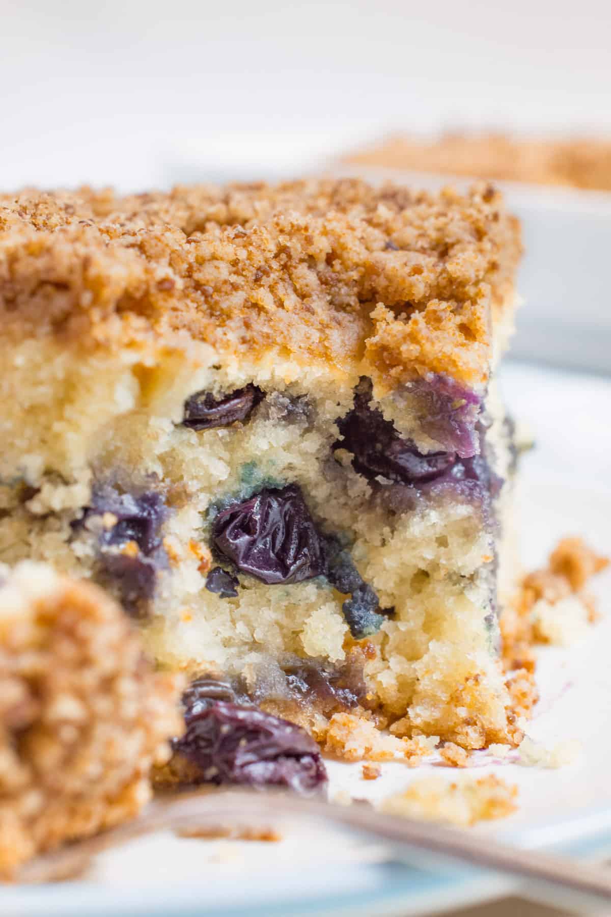 Vegan blueberry breakfast with a bite taken.