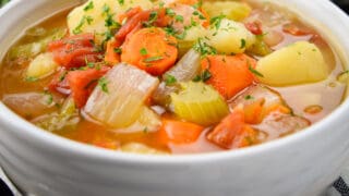A bowl of vegetable soup.