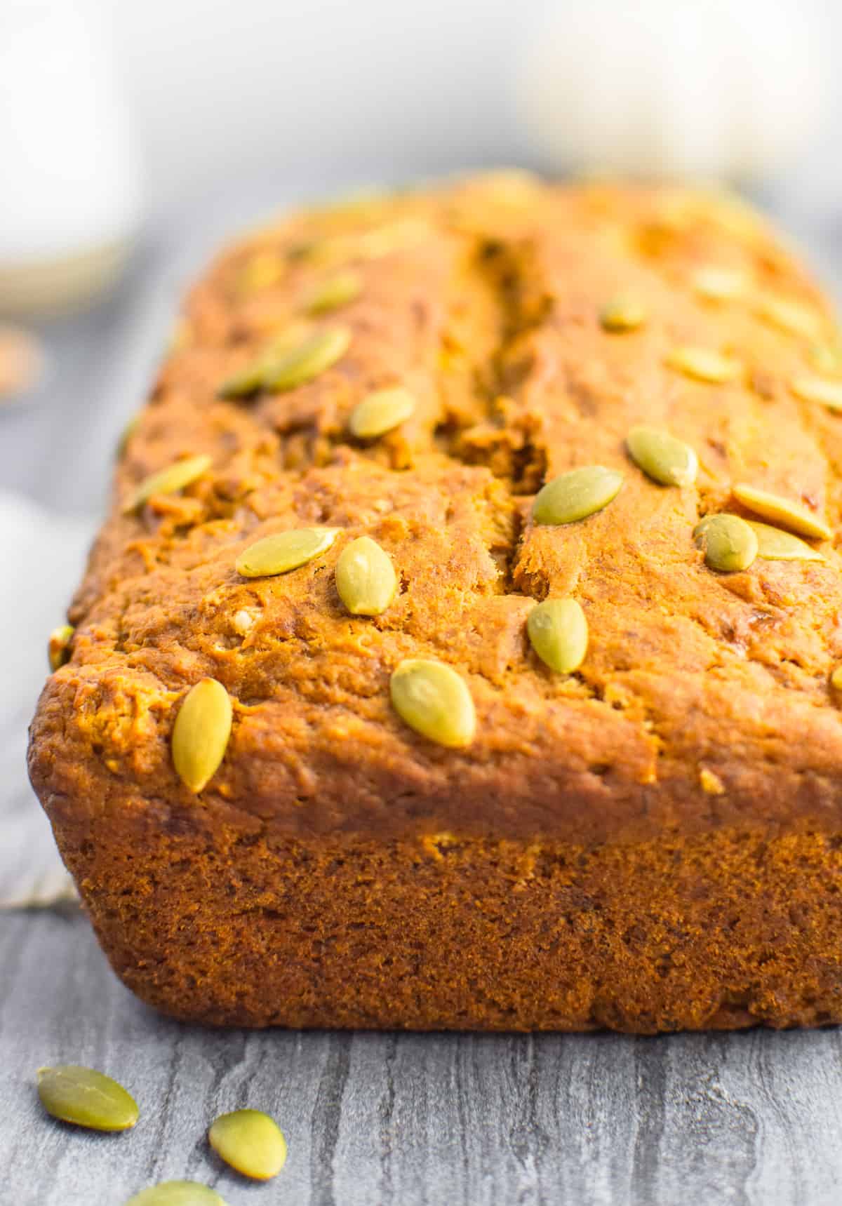 A loaf of pumpkin banana bread.