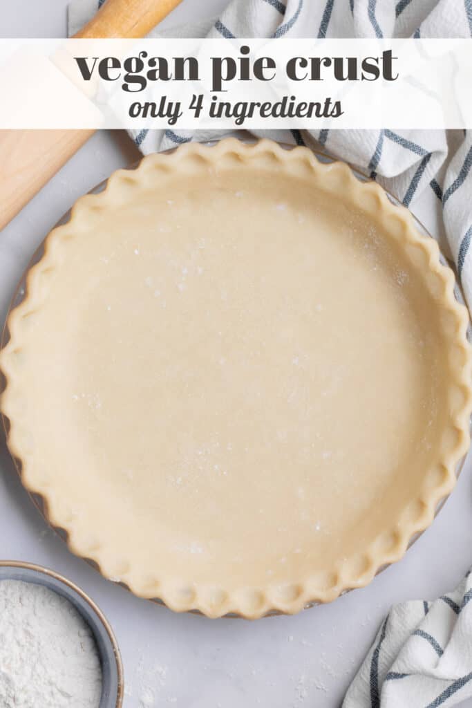 A vegan pie crust formed in a pie plate with fluted edges.