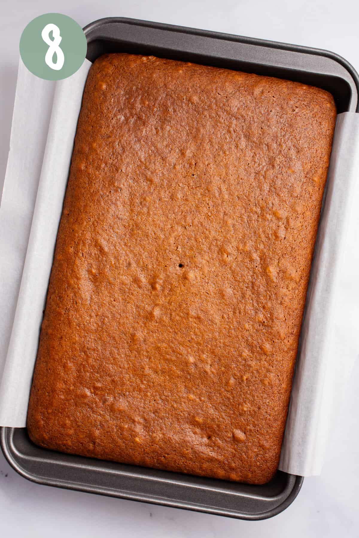 Vegan gingerbread cake after baking.