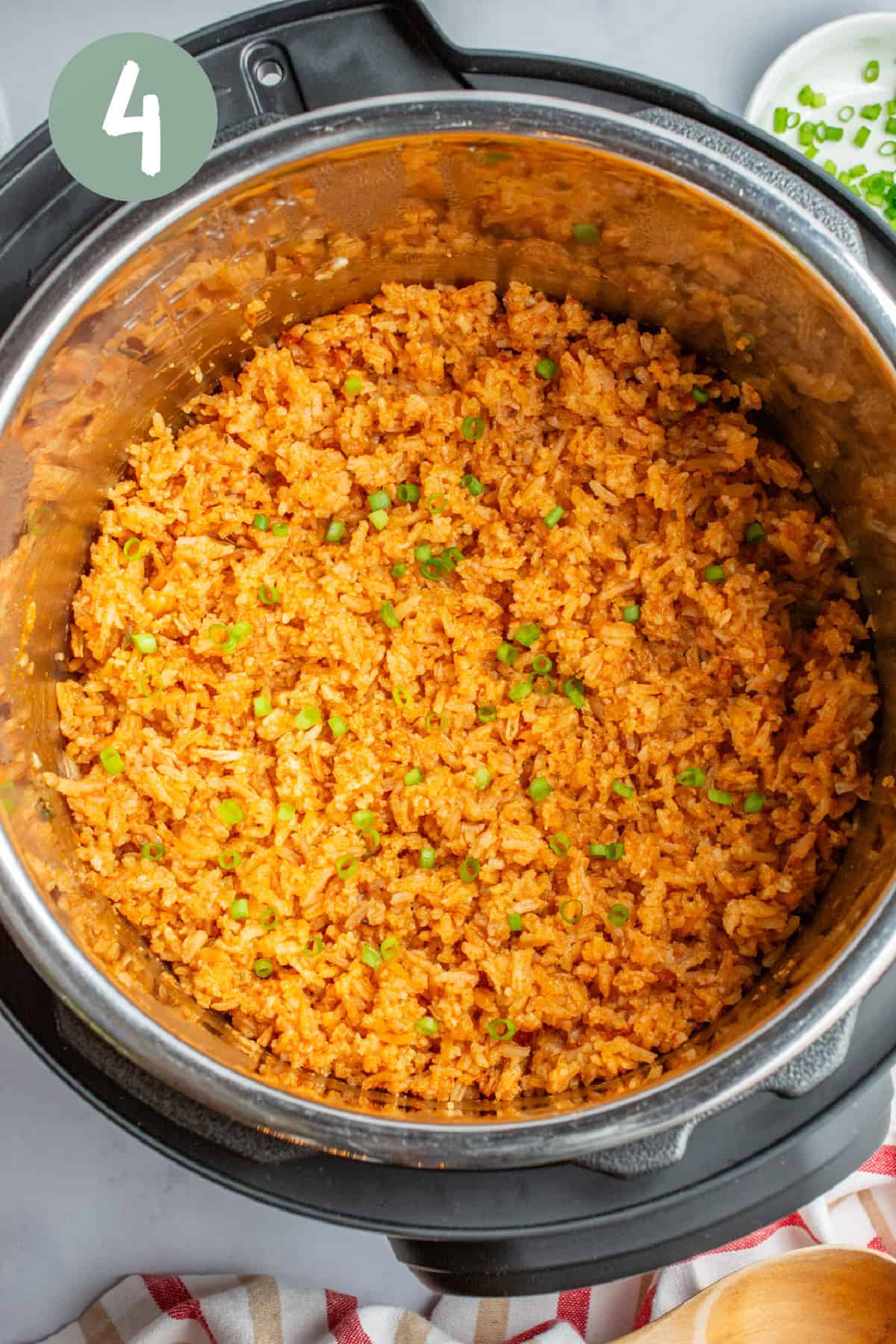 Seasoned rice in the Instant Pot.