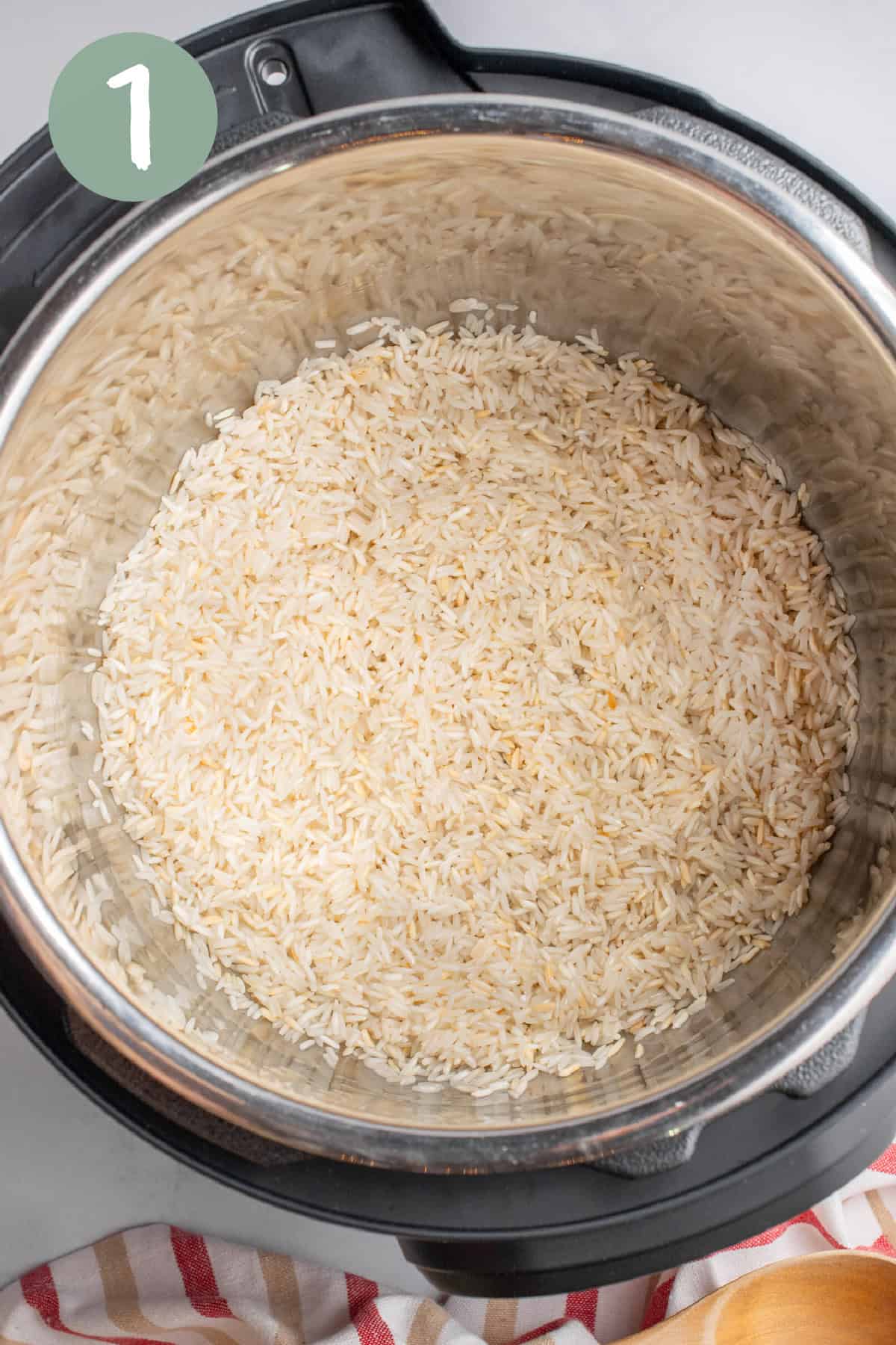 Rice sautéd in the Instant Pot.