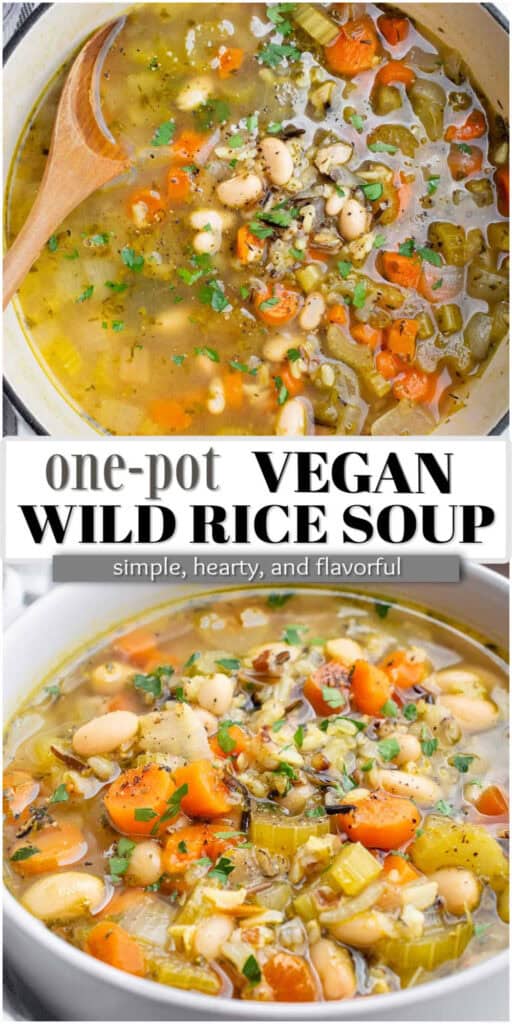 a pot of wild rice soup.