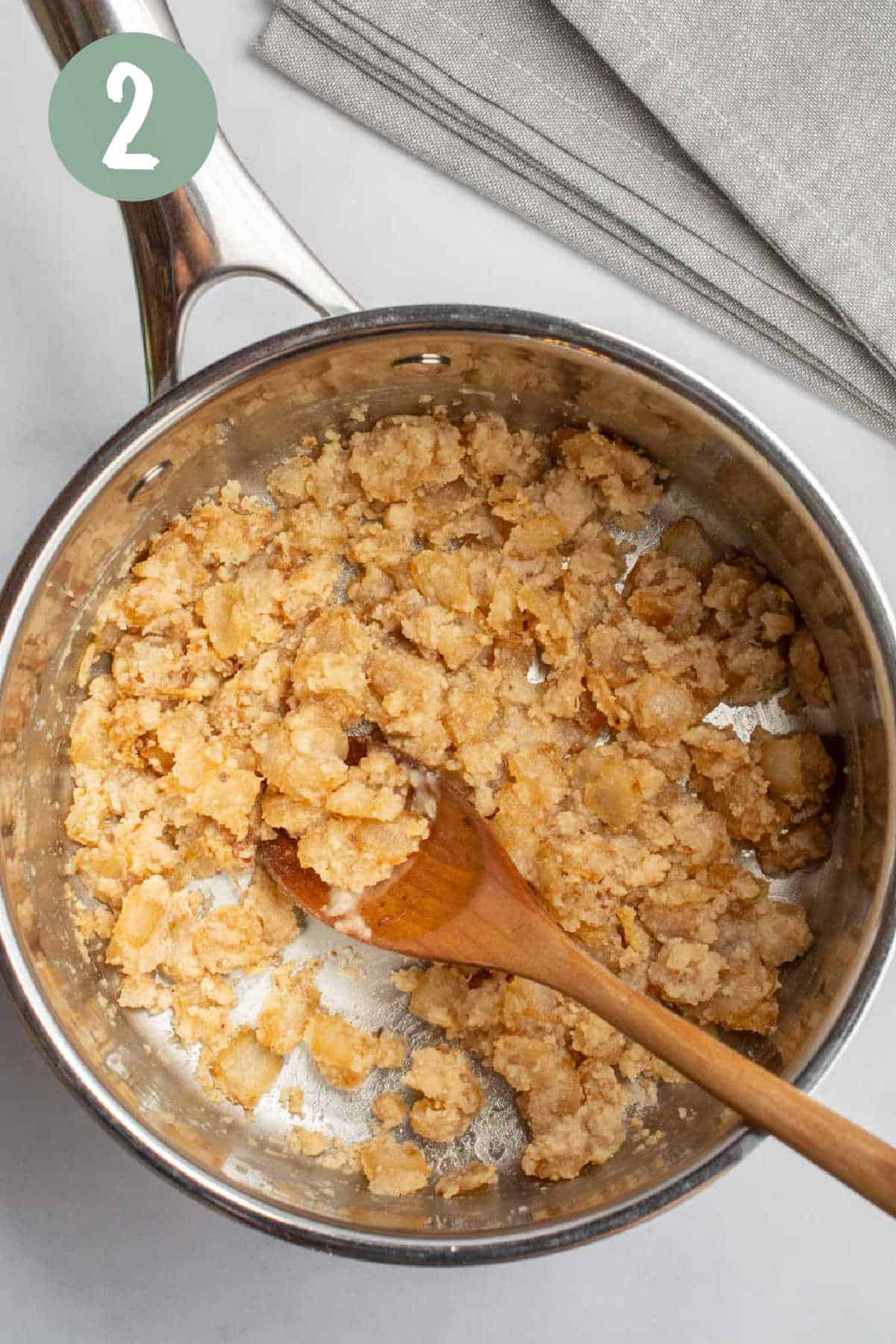 Diced onion, oil, and flour browned in a saucepan.