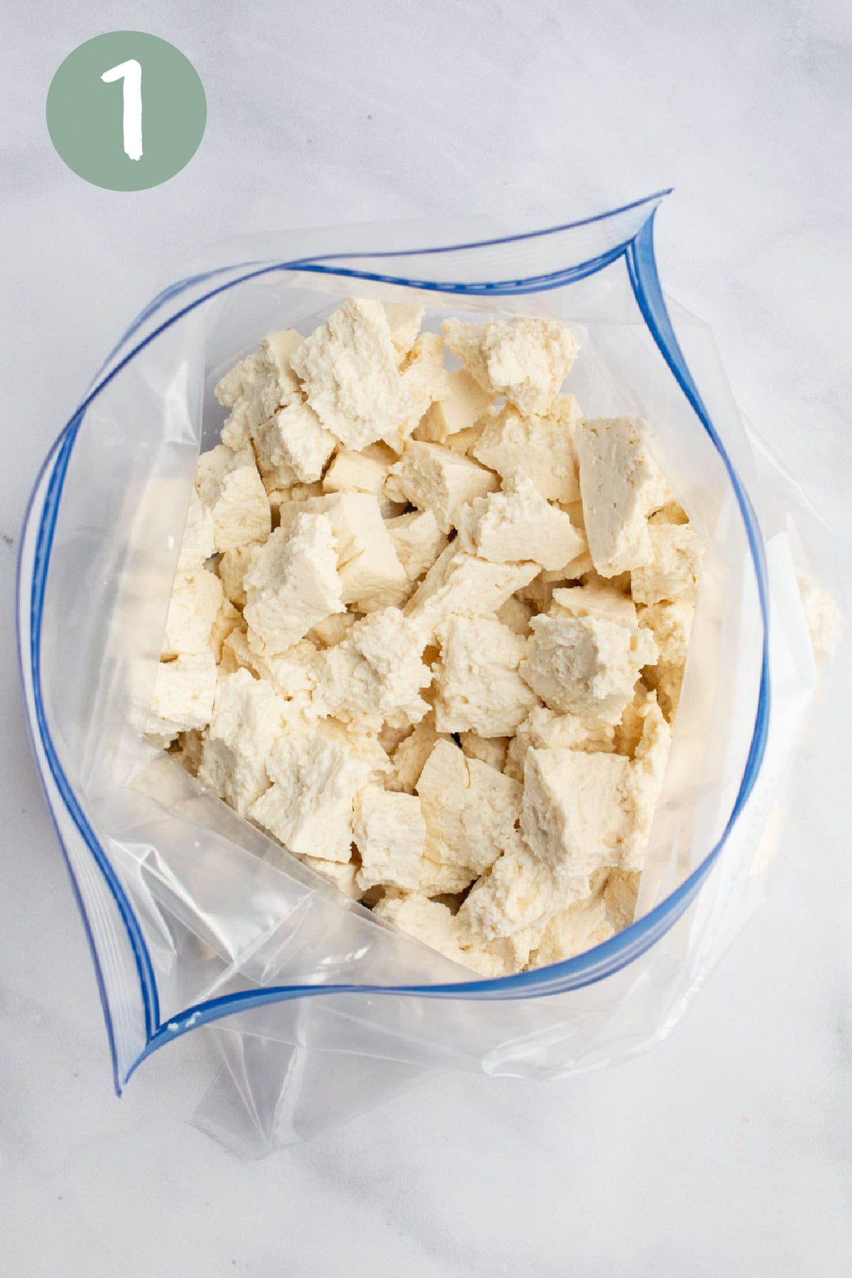 A bag of tofu chunks.