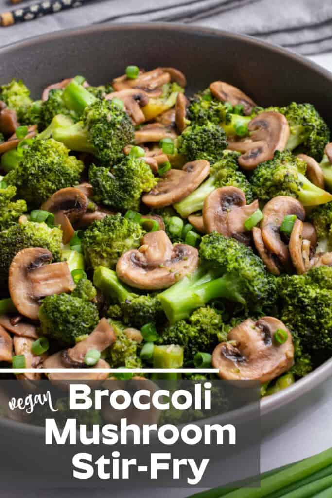 A large bowl of stir-fried broccoli and mushrooms.